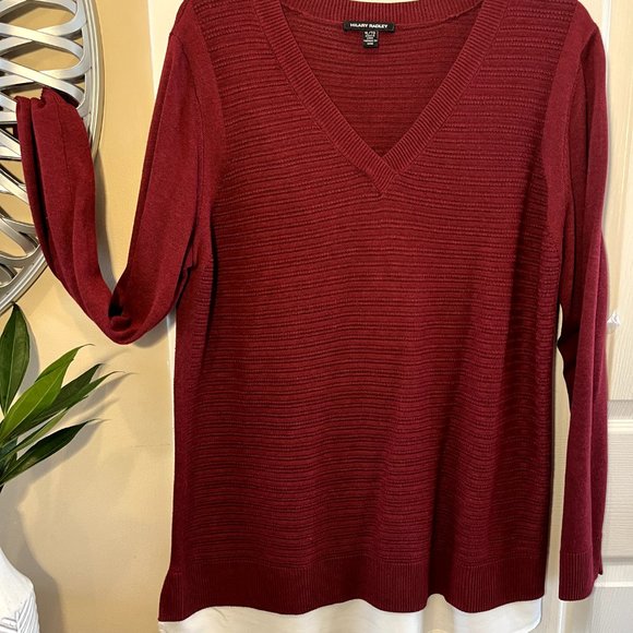 Hilary Radley, knit lightweight sweater, burgandy. - Picture 3 of 6